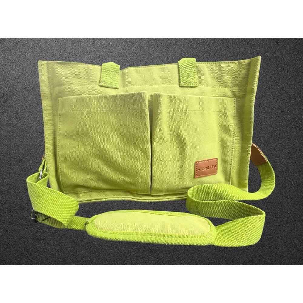 FIORETTO Green Tote Bag Zip Closure w/ Pockets Detachable Adjustable Strap - Picture 2 of 13
